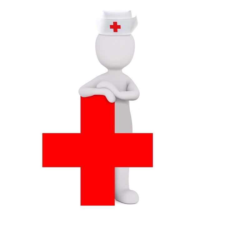 Picture of a cartoon holding a red cross